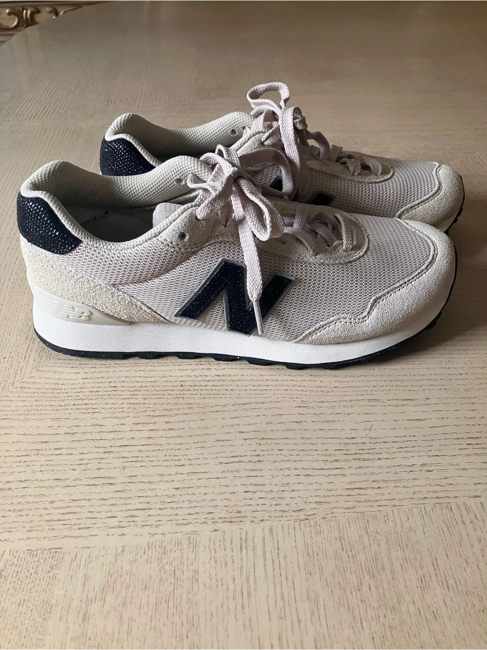 New Balance Beige and Black  Retro Runner Sneakers